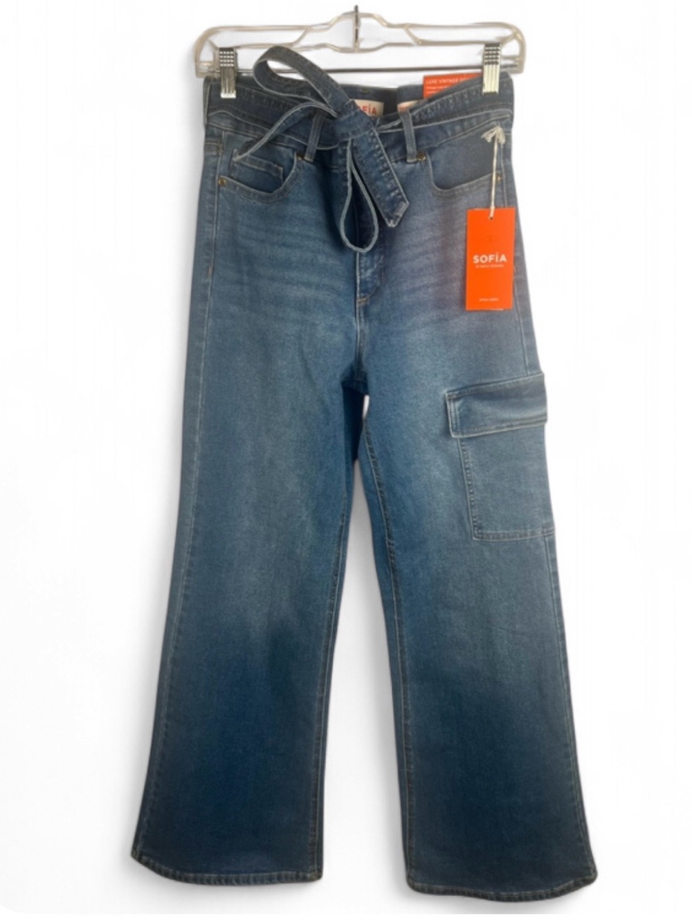 Sofia Jeans by Sofia Vergara Margot Wide Leg Cargo Jeans Belted 10 Casual Chic